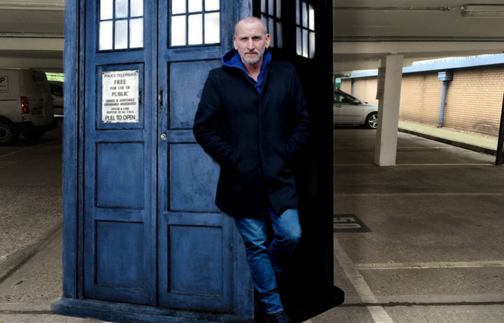 Ninth Doctor Series 2 Blogtor Christopher Eccleston is returning as the Ninth Doctor for a second series of Big Finish adventures. Original photos (c) Big Finish and BBC Studios. Composite (c) Blogtor Who Doctor Who Big Finish Car Park TARDIS 2005 Police Box Prop
