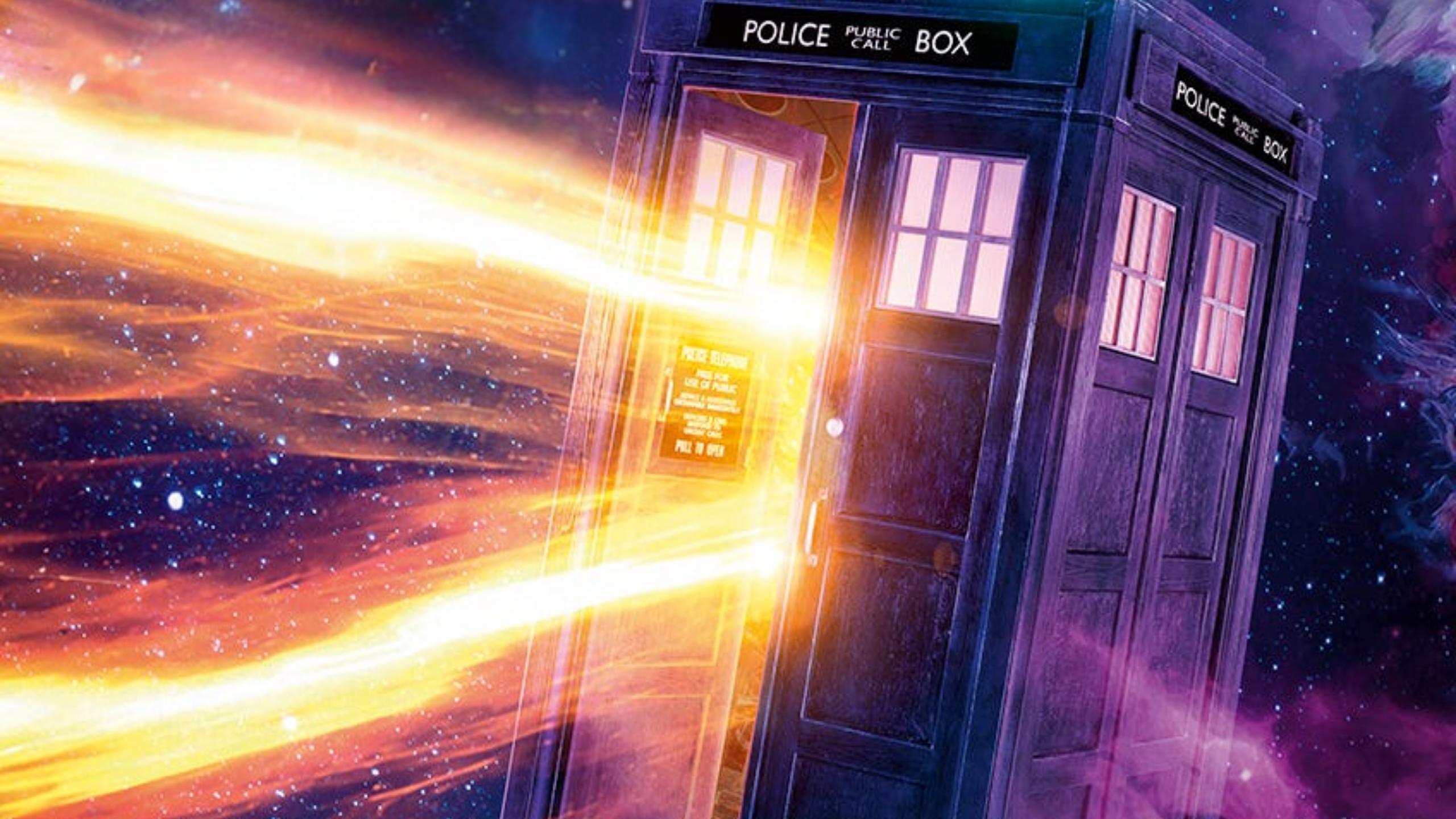 Doctor Who Magazine 632 (c) Panini. The TARDIS in space, its door open, regeneration energy spilling out of it.